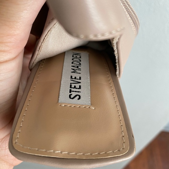 Steve Madden Heels Women’s Size 8.5 Block Chunky Heel Boots Taupe Peeptoe - Picture 8 of 9